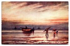 1906 Boat and People at Sunrise/Sunset, Landscape, Postcard picture