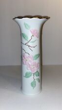 Vintage Kaiser W. Germany White Bisque Vase Raised Flowers 9.25