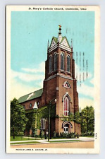 WB Postcard Chillicothe OH Ohio St. Mary's Catholic Church picture