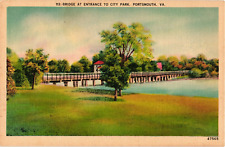 Bridge at Entrance to City Park PORTSMOUTH Virginia VA Postcard picture