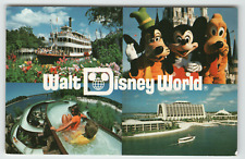 Postcard Multi-View of Disney World Orlando, FL Steamboat, Mickey & Friends, etc picture