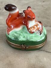 Limoges France Trinket Box, A Squirrel and his Nuts, Peint a la Main picture