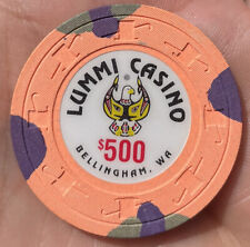 RARE LUMMI Casino $500 Poker Chip Bellingham Washington Indian Hat & Cane Mold picture