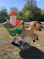 RARE 2005 Home Depot 8ft FLOATING Santa and Sleigh Lighted Inflatable *Has Holes picture