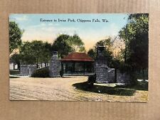 Postcard Chippewa Falls WI Wisconsin Irvine Park Road Entrance Vintage PC picture