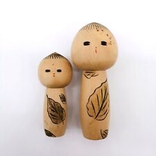 11cm&8cm Japanese Creative KOKESHI Doll Vintage by KONNO Signed Pair KOB345 picture