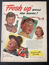1944 7 UP Fresh Up And Keep Your Spirits Up Vintage Print Ad Man Cave Art Deco picture