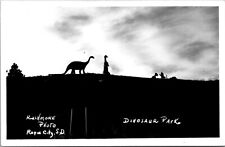 RPPC Rapid City SD Dinosaur Park Silhouettes 1930-1940s Rushmore postcard JP9 picture