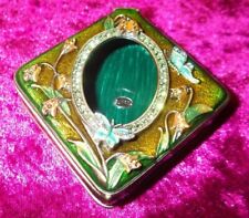 BIJORCA rare Vintage Enamel Butterfly & Flower Photo Frame Magnetic Jewelry Box picture