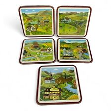 English Life Coasters SET of 5 English Cottages No Box Cork Back Acrylic picture
