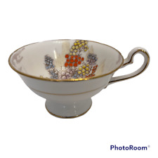 Vintage Royal Stafford Tea Cup ONLY Gold Trim Floral Footed Scallop Longton picture