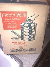 Vtg Regal Ware Aluminum Picnic Pack Handy Food Carrier Tote Orig Box Complete picture