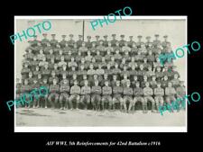 OLD POSTCARD SIZE PHOTO OF WWI AUSTRALIAN ANZAC SOLDIERS 42nd BATTALION c1916 picture