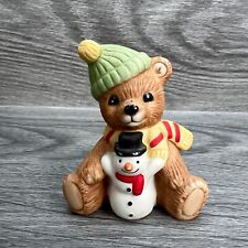 Vintage HOMCO #1413 Winter Christmas Bear Figurine With Snowman 2.5