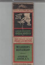 Matchbook Cover 1920s-30's Federal Match McLaughlin's Restaurant Auburn, NY picture