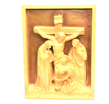 HUGE: Catholic CHURCH 3D Plaster Jesus Crusifix Plaque Large Heavy 20x15 dsp picture