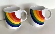 Vintage Retro 1980s 1984 FTD Rainbow Ceramic Coffee Mugs Set of 2 No chips picture