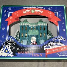 CHRISTOPHER RADKO Blue Spruce Drive SHINY BRITE SPARKLE TOWN W/ Box Blue Teal picture