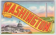 Postcard Linen Large Letter Banner Washington D.C. picture