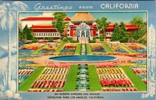 Greetings From California Exposition Park Los Angles California Linen Post Card picture