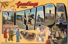 NEVADA Large Letter Postcard Gambling & Divorce Scenes / Curteich Linen / c1941 picture