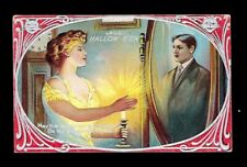 c1910 Halloween Postcard Lady & Reflection of Man in Mirror picture