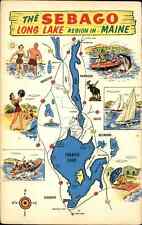 Sebago Lake Maine ME Map of Activities 1950s-60s Postcard picture