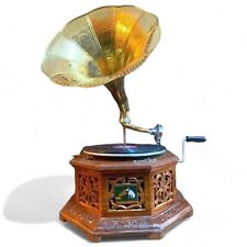 Antique Gramophone Working Vintage Gramophone Player Phonograph Vinyl Recorder picture
