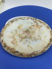 Atq MR LIMOGES France Hand Painted Gold CHERUBS 4 “ Trinket Box picture