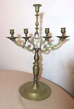 large antique 18th century solid brass sabbath 5 branch candelabra candle holder picture