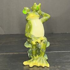 Vintage Collectible Sitting Green  Frog or Toad Resin Figurine picture