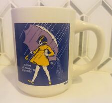Vintage 1968 Morton Salt Coffee Mug Cup Blue Yellow “When It Rains It Pours” picture