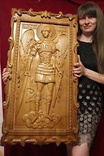 St Michael the Archangel. Wood Carved picture. gift for him, gift for mom 41