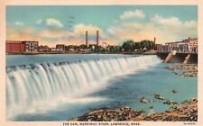 Postcard MA Lawrence The Dam Merrimac River Posted 1937 Linen Vintage PC J9217 picture