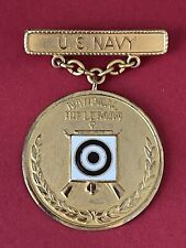 RARE VINTAGE U.S. Navy National Rifleman 10k GOLD COMPETITION BADGE MEDAL EIC PB picture