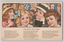 Postcard Our Rally Day Song Cute Children Playing Horn Lyrics Music Vintage 1916 picture