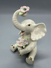 Lenox Ivory Good Luck Elephant Birthstone Figurine 3D Flowers August Peridot 5