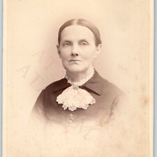c1880s Delphos, KS Old Lady Woman Cabinet Card Real Photo Lips Bourne Kansas B22 picture