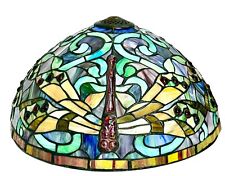 Vintage Tiffany Style Dragonfly Stained Glass Table Lamp Shade picture