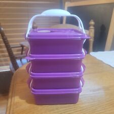 Tupperware CrystalWave Goody Box Set Vented, Purple W/ Cariolier Handle set of 4 picture