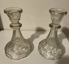 Antique/Vintage Pair Of  Art Deco Glass Candlesticks Holders 6.5” picture