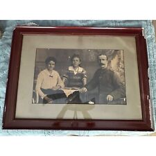 Antique Large Black & White Family Photograph 1900's Mother Father Soldier Child picture