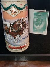 1996 ANHEUSER BUSCH BUDWEISER Holiday Beer Stein American Homestead  Clydesdale picture