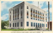 Fort Scott Kansas~U.S. Post Office & Court House~Light Stone Structure~1940s picture