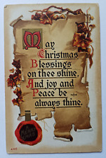 Antique 1911 Christmas Blessings Lovely Holiday Message Posted Postcard picture