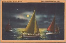 Postcard Greetings from Lewes DE Sailing on the Moonlit Waters picture