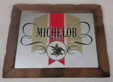 Vintage Michelob Beer Mirror Sign  15” X  19” Wood Frame picture
