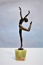 VINTAGE AUTHENTIC SIGNED AUSTRIAN JOSEF LORENZL BRONZE DANCING NUDE ON ONYX BASE picture