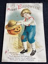 Vintage Signed Ellen Clapsaddle Halloween Postcard Little Boy JOL - Flaws picture