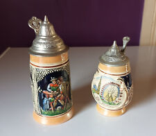 Vintage German Ceramic Beer Stein,Original  King  Beer Mugs With Lids picture